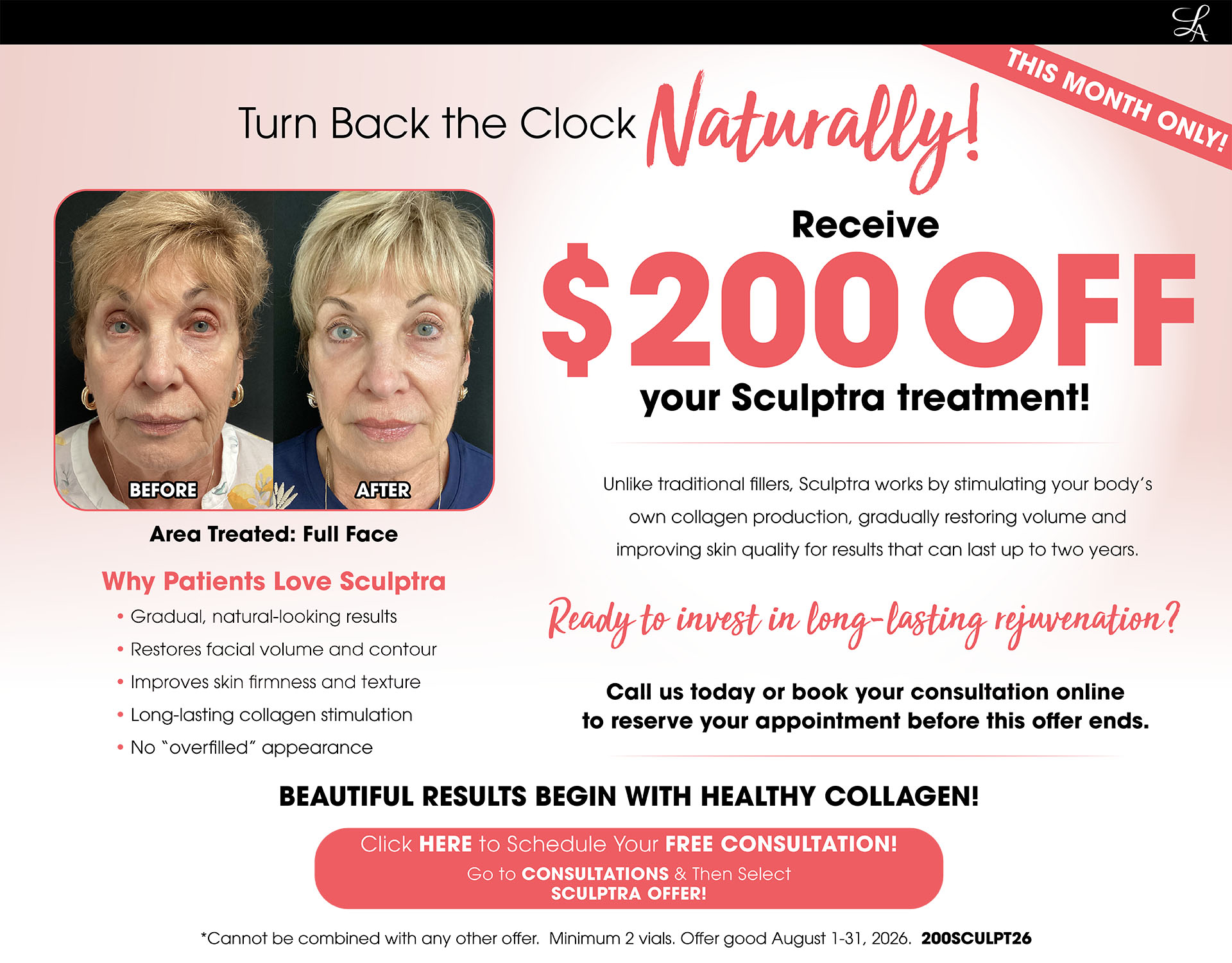 Sculptra August Offer Landing Page
