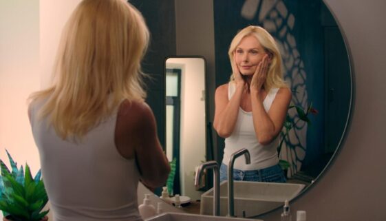 Woman looking in the mirror