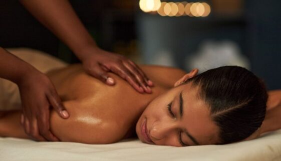 Woman getting a massage.